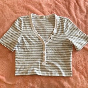 cropped button up striped shirt